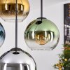 Koyoto hanging light, globe light, pendant light blue, chrome, gold, green, clear, Smoke-coloured, 4-light sources