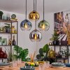 Koyoto hanging light, globe light, pendant light blue, chrome, gold, green, clear, Smoke-coloured, 4-light sources