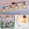 Ripoll ceiling light, globe light Amber, clear, 4-light sources