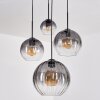 Koyoto hanging light, globe light, pendant light 30 cm clear, Smoke-coloured, 4-light sources
