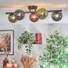 Chehalis ceiling light, globe light blue, green, coppery, 5-light sources