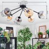 Koyoto ceiling light, globe light 77.5 cm Amber, clear, Smoke-coloured, 6-light sources