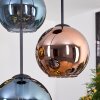 Koyoto hanging light, globe light, pendant light blue, gold, coppery, 4-light sources