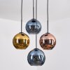 Koyoto hanging light, globe light, pendant light blue, gold, coppery, 4-light sources