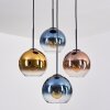 Koyoto hanging light, globe light, pendant light blue, gold, clear, coppery, 4-light sources