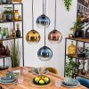 Koyoto hanging light, globe light, pendant light blue, gold, clear, coppery, 4-light sources