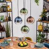 Koyoto hanging light, globe light, pendant light blue, green, clear, coppery, 4-light sources