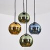Koyoto hanging light, globe light, pendant light blue, gold, green, 4-light sources