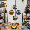 Koyoto hanging light, globe light, pendant light blue, gold, green, 4-light sources