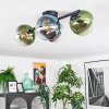 Gastor ceiling light, globe light blue, chrome, green, clear, Smoke-coloured, 4-light sources