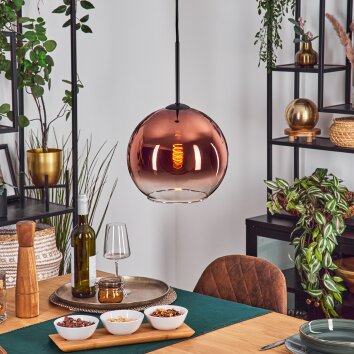 Koyoto hanging light, globe light, pendant light clear, coppery, 1-light source