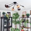 Koyoto ceiling light, globe light 77.5 cm Amber, chrome, clear, Smoke-coloured, 6-light sources