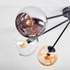 Koyoto ceiling light, globe light 77.5 cm Amber, chrome, clear, Smoke-coloured, 6-light sources