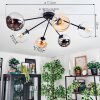 Koyoto ceiling light, globe light 77.5 cm Amber, chrome, clear, Smoke-coloured, 6-light sources