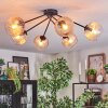 Koyoto ceiling light, globe light 77.5 cm Amber, clear, 6-light sources