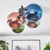 Gastor ceiling light, globe light blue, chrome, green, coppery, Smoke-coloured, 4-light sources