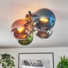 Gastor ceiling light, globe light blue, chrome, green, coppery, Smoke-coloured, 4-light sources
