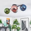 Gastor ceiling light, globe light blue, chrome, green, coppery, Smoke-coloured, 4-light sources