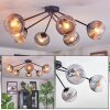 Koyoto ceiling light, globe light 77.5 cm clear, Smoke-coloured, 6-light sources