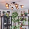 Koyoto ceiling light, globe light 77.5 cm clear, Smoke-coloured, 6-light sources
