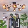 Koyoto ceiling light, globe light 77.5 cm clear, Smoke-coloured, 6-light sources