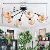 Koyoto ceiling light, globe light 77.5 cm Amber, 6-light sources