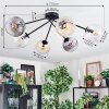 Koyoto ceiling light, globe light 77.5 cm Amber, clear, Smoke-coloured, 6-light sources