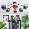 Koyoto ceiling light, globe light 77.5 cm blue, green, coppery, 6-light sources