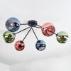 Koyoto ceiling light, globe light 77.5 cm blue, green, coppery, 6-light sources