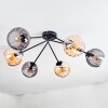Koyoto ceiling light, globe light 77.5 cm Amber, Smoke-coloured, 6-light sources