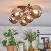 Chehalis ceiling light, globe light chrome, Smoke-coloured, 5-light sources