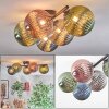 Chehalis ceiling light, globe light blue, green, coppery, Smoke-coloured, 5-light sources