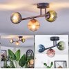 Chehalis ceiling light, globe light blue, green, clear, coppery, 3-light sources
