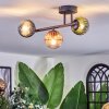 Chehalis ceiling light, globe light blue, green, clear, coppery, 3-light sources
