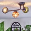 Chehalis ceiling light, globe light blue, green, clear, coppery, 3-light sources