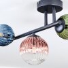 Chehalis ceiling light, globe light blue, green, clear, coppery, 3-light sources