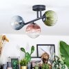 Chehalis ceiling light, globe light blue, green, clear, coppery, 3-light sources