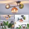 Chehalis ceiling light, globe light blue, green, clear, coppery, 3-light sources