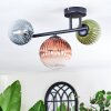 Chehalis ceiling light, globe light blue, green, clear, coppery, 3-light sources
