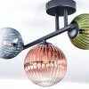 Chehalis ceiling light, globe light blue, green, clear, coppery, 3-light sources
