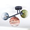 Chehalis ceiling light, globe light blue, green, clear, coppery, 3-light sources