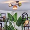 Chehalis ceiling light, globe light blue, green, clear, coppery, 3-light sources
