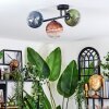 Chehalis ceiling light, globe light blue, green, clear, coppery, 3-light sources