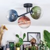Chehalis ceiling light, globe light blue, green, clear, coppery, 3-light sources