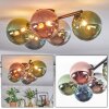 Chehalis ceiling light, globe light blue, chrome, green, coppery, Smoke-coloured, 5-light sources