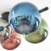Chehalis ceiling light, globe light blue, chrome, green, coppery, Smoke-coloured, 5-light sources