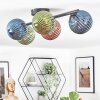Chehalis ceiling light, globe light blue, green, coppery, 5-light sources