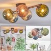 Chehalis ceiling light, globe light blue, green, coppery, Smoke-coloured, 5-light sources