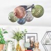 Chehalis ceiling light, globe light blue, green, coppery, Smoke-coloured, 5-light sources