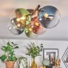 Chehalis ceiling light, globe light blue, green, clear, coppery, 5-light sources